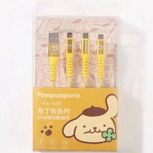 NIB Sanrio Pompompurin 3-In-1 Fast Charging Cable